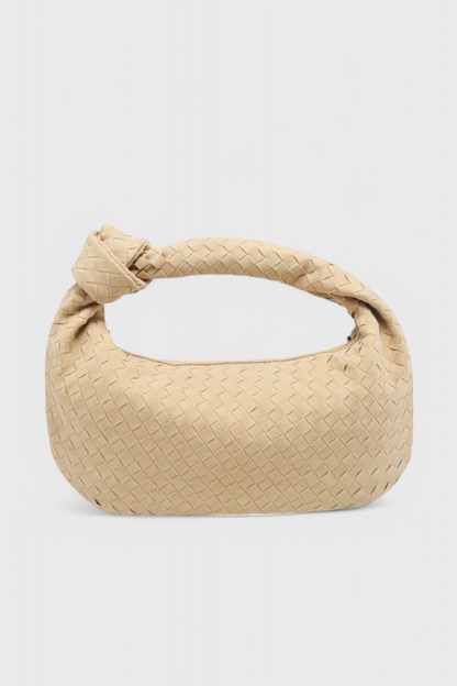 Bolso tejido mujer beige mediano – bolso elegante con nudo moderno