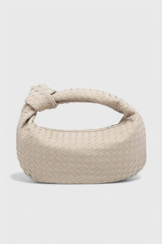 Bolso tejido mujer beige mediano – bolso elegante con nudo moderno