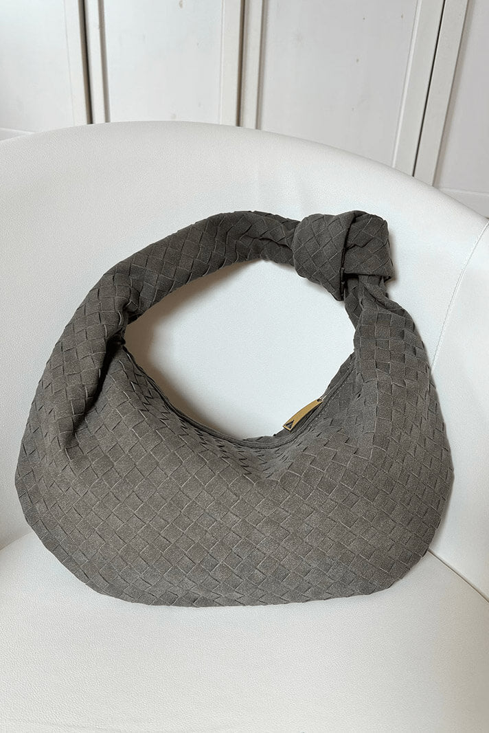Bolso tejido mujer beige mediano – bolso elegante con nudo moderno