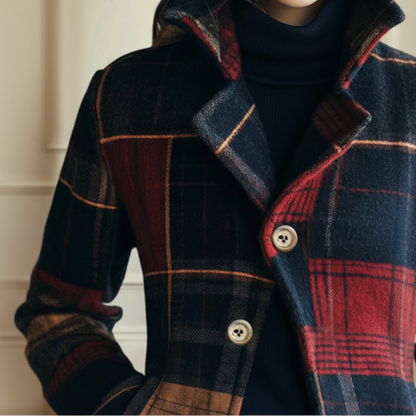 Chaqueta de lana mujer a cuadros – chaqueta elegante mujer clásica