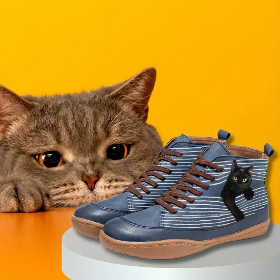 Botas Mujer Con Diseño De Gato – Botines Casuales Cómodos Para Otoño E Invierno