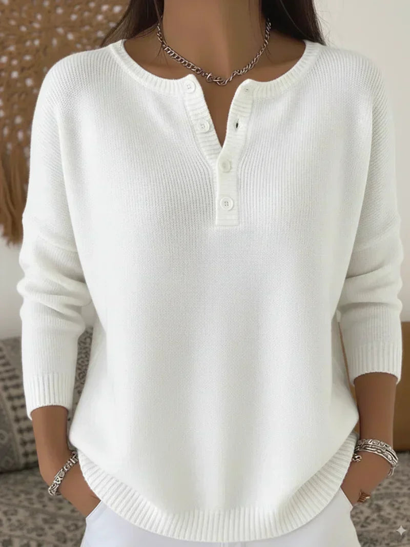 Helena | Suéter Henley con Botones - Suave y Estilo Casual