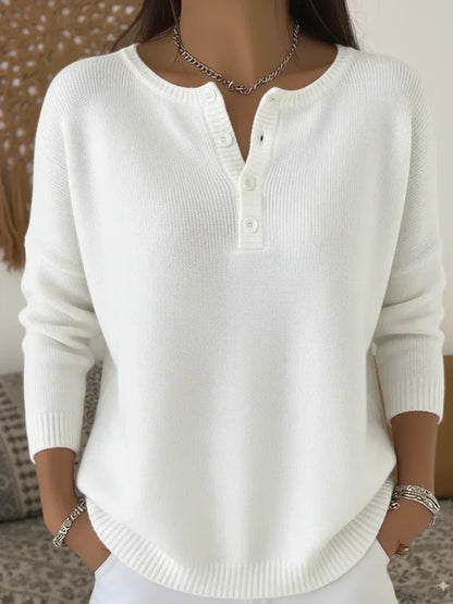 Helena | Suéter Henley con Botones - Suave y Estilo Casual