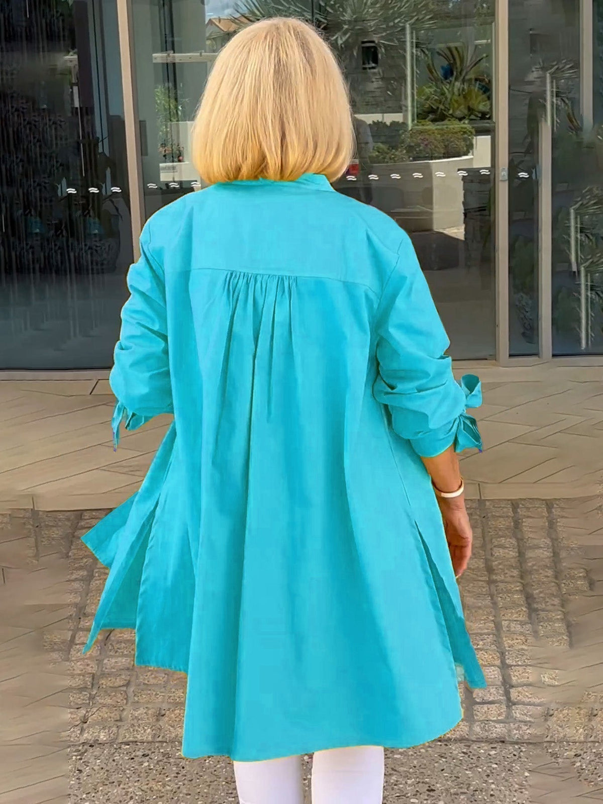 Chaqueta camisa mujer larga algodón elegante