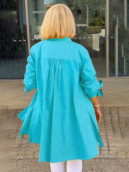 Chaqueta camisa mujer larga algodón elegante