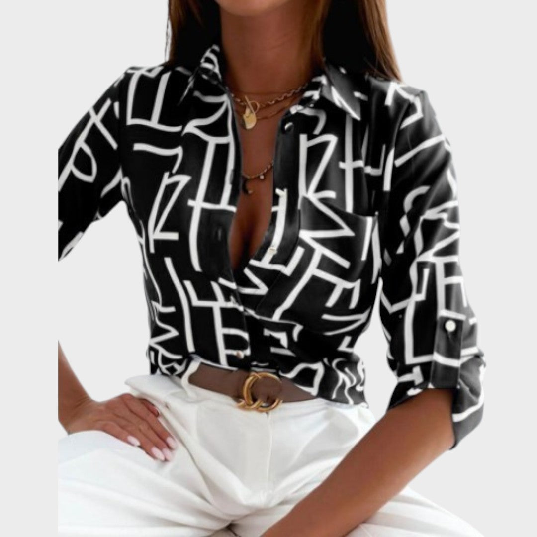 Blusa Mujer Elegante Con Estampado Moderno – Estilo Sofisticado y Versátil