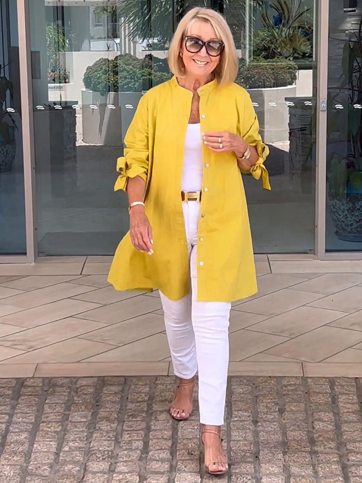 Chaqueta camisa mujer larga algodón elegante