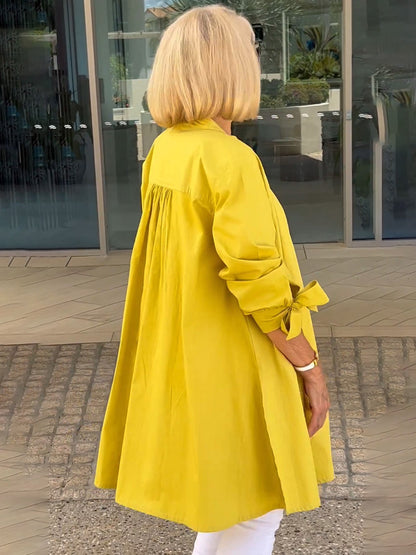 Chaqueta camisa mujer larga algodón elegante