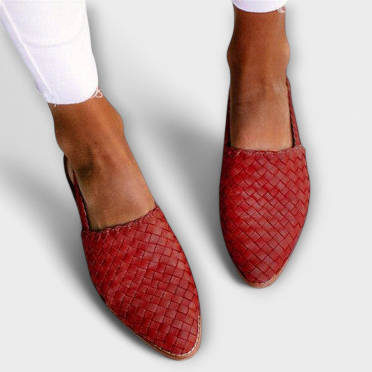 Mocasines trenzados de mujer con tacón abierto