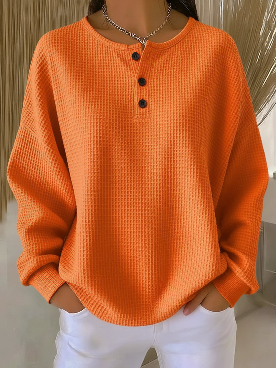 Mirabel | Suéter Henley de felpa suave y cómodo