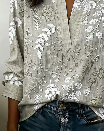Blusa mujer floral elegante cuello V – ligera y cómoda verano