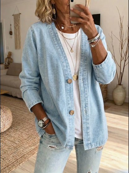 Cárdigan mujer de mezclilla casual – chaqueta ligera moderna