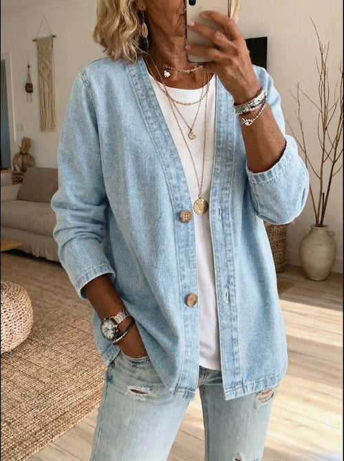 Cárdigan mujer de mezclilla casual – chaqueta ligera moderna