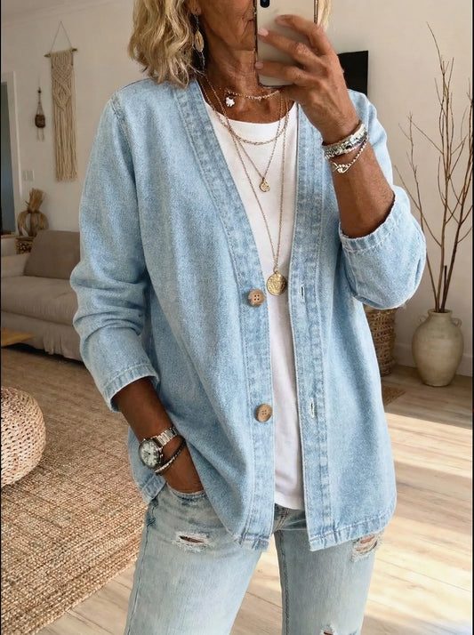 Cárdigan mujer de mezclilla casual – chaqueta ligera moderna