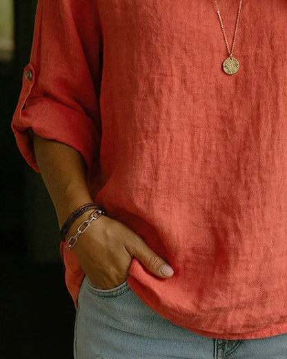 Camisa Mujer Algodón Cuello Caído – Estilo Clásico Cómodo