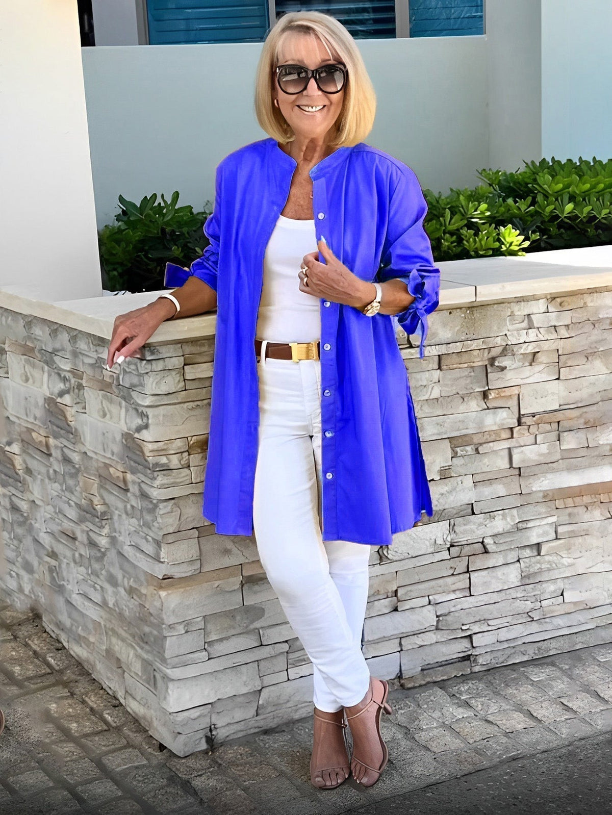Chaqueta camisa mujer larga algodón elegante