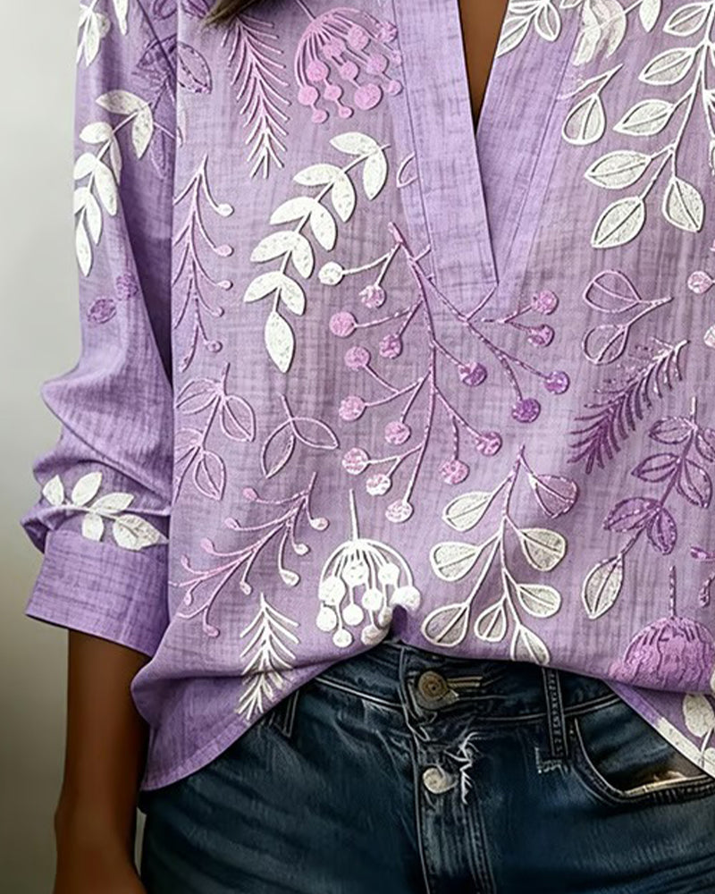 Blusa Floral de Algodón Mujer – Corte Regular Elegante para Verano