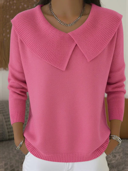 Suéter Mujer Con Cuello Amplio Tipo Solapa – Estilo Elegante y Cálido