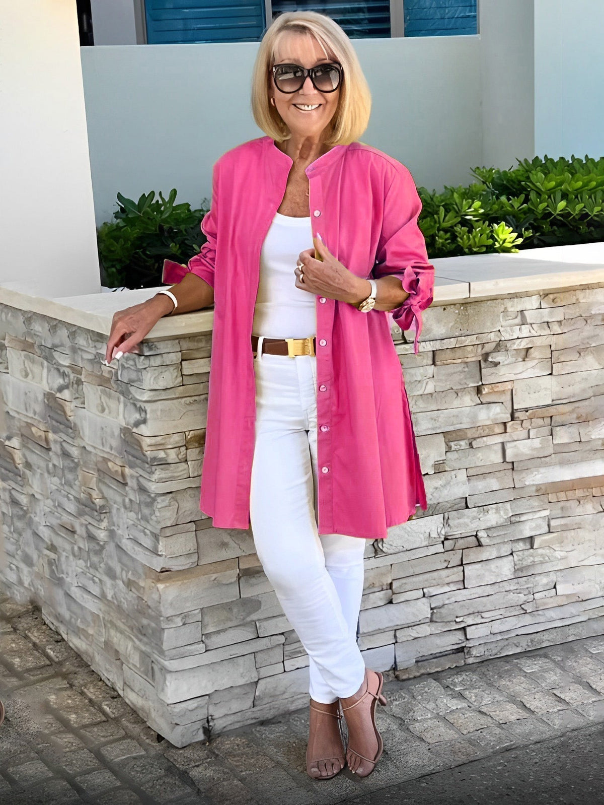 Chaqueta camisa mujer larga algodón elegante