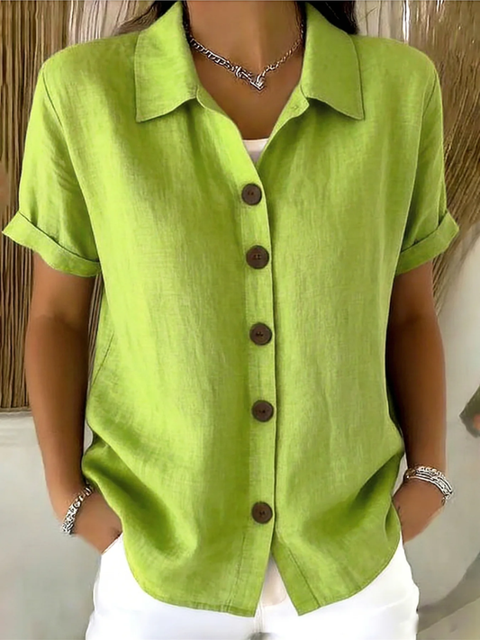 Blusa mujer con botones frontales y estilo casual elegante