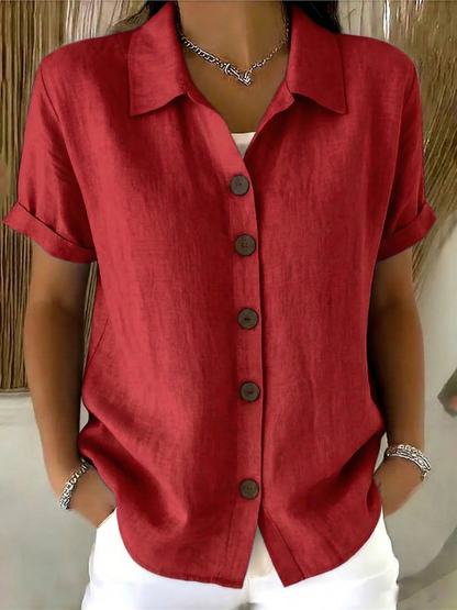 Blusa mujer con botones frontales y estilo casual elegante