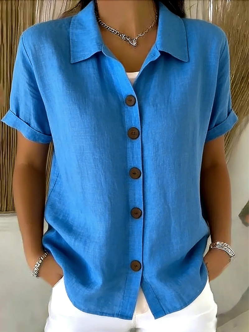 Blusa mujer con botones frontales y estilo casual elegante