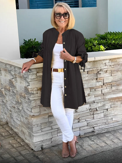 Chaqueta camisa mujer larga algodón elegante