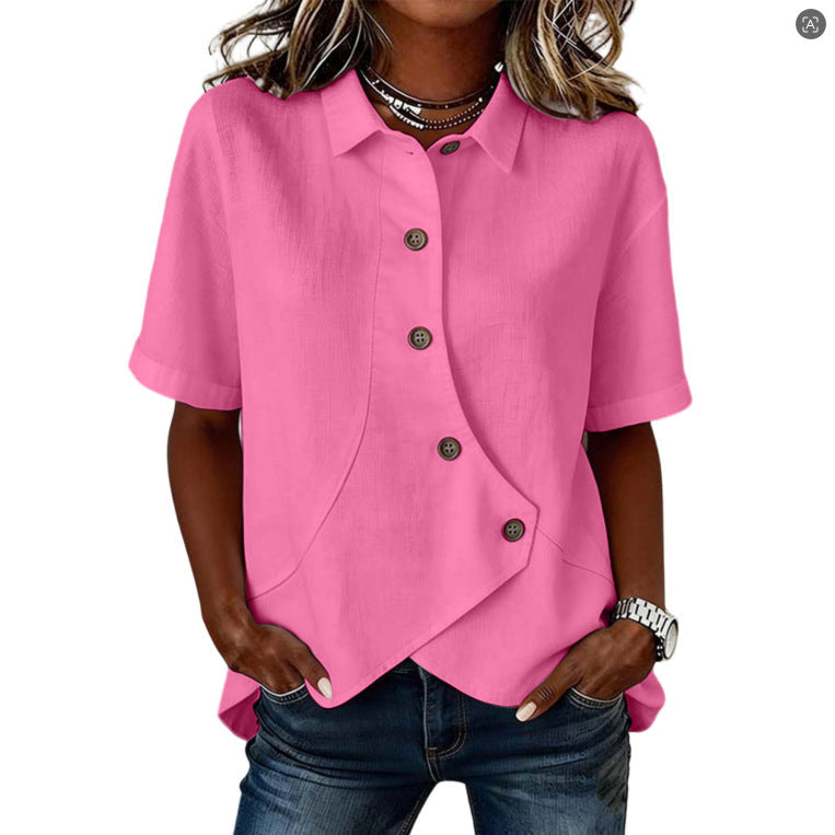 Camisa asimétrica elegante con botones para mujer