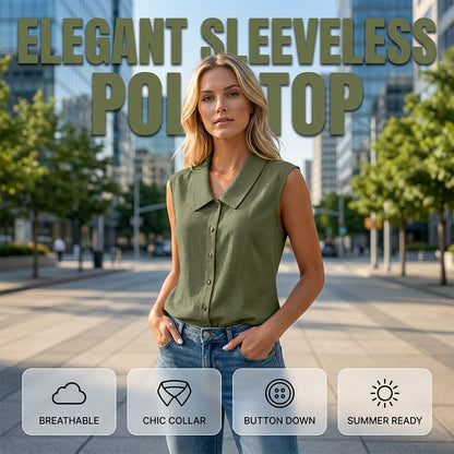 Blusa elegante sin mangas con botones para mujer