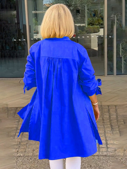 Chaqueta camisa mujer larga algodón elegante