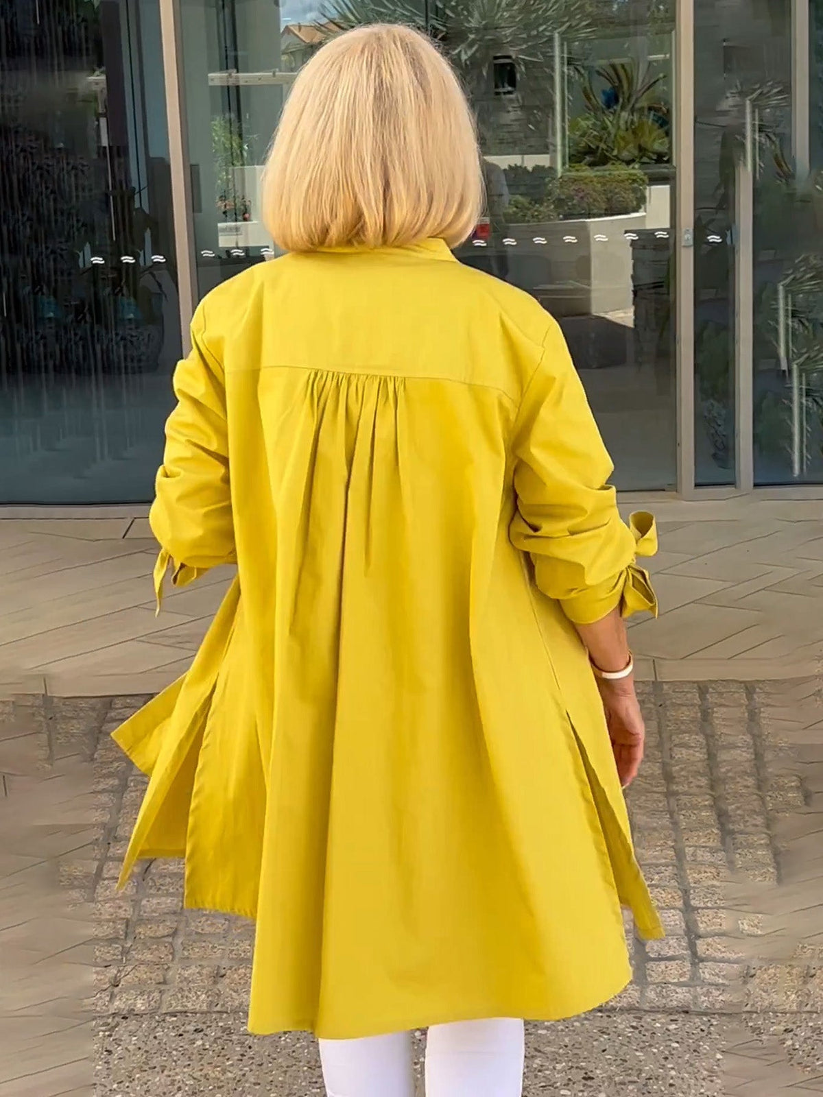 Chaqueta camisa mujer larga algodón elegante