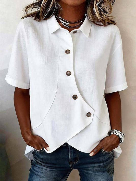 Camisa asimétrica elegante con botones para mujer