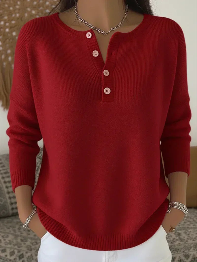 Helena | Suéter Henley con Botones - Suave y Estilo Casual