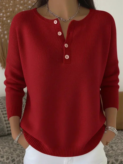 Helena | Suéter Henley con Botones - Suave y Estilo Casual