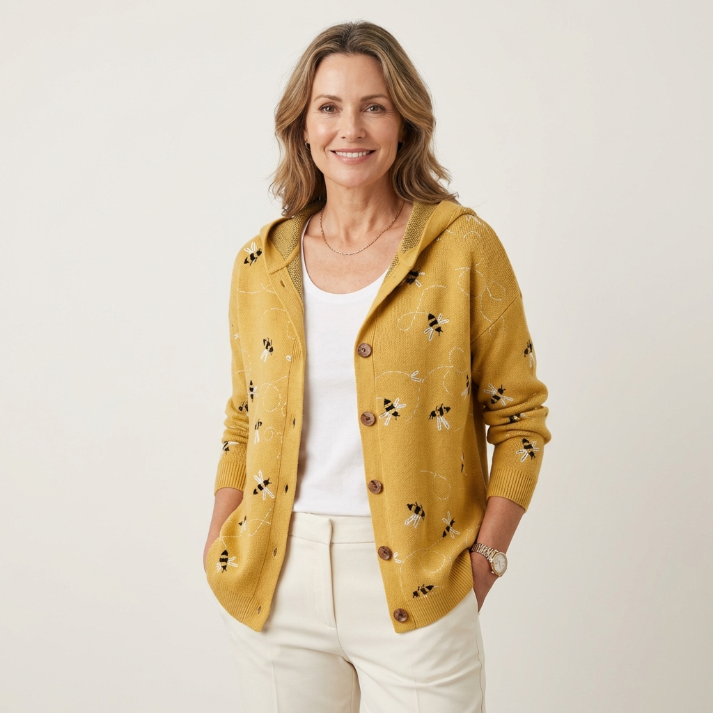 Naliane Cardigan con estampado abstracto y botones frontales – look moderno y versátil