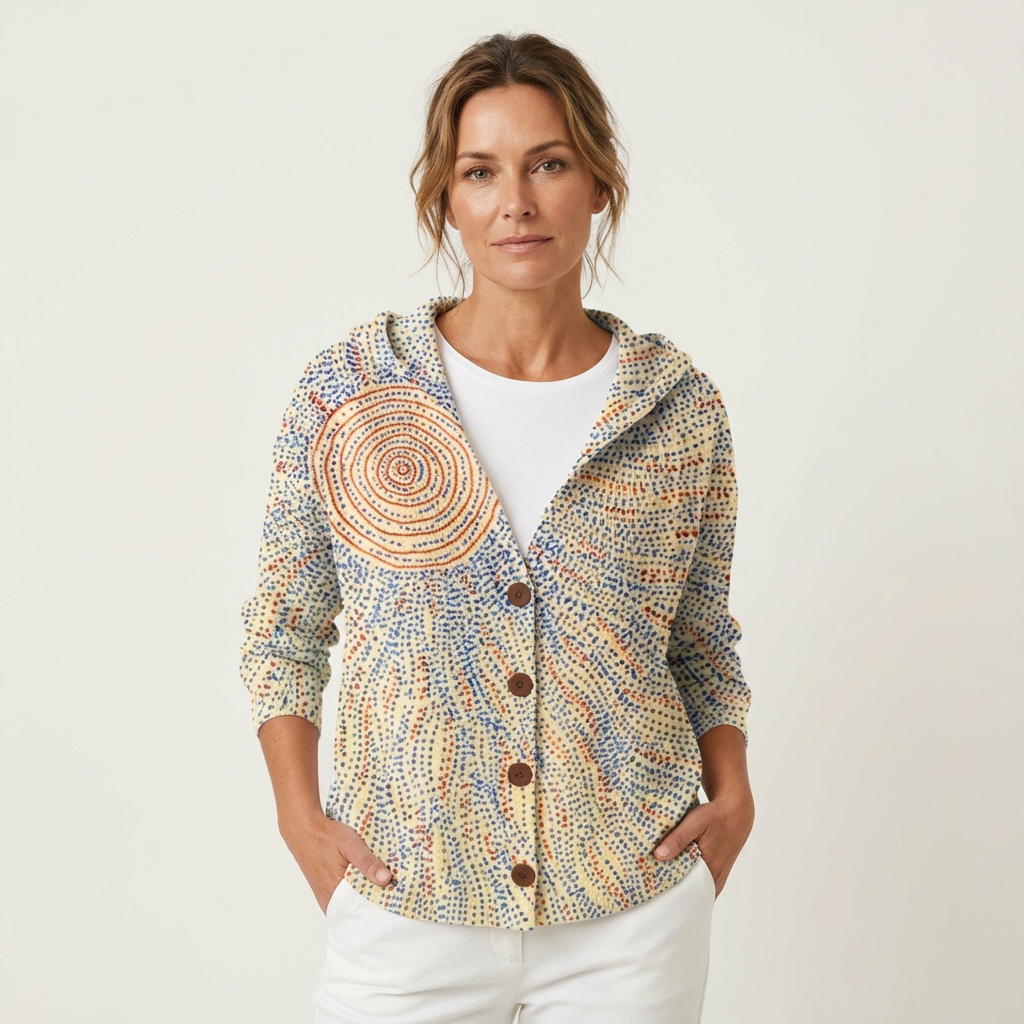 Naliane Cardigan con estampado abstracto y botones frontales – look moderno y versátil