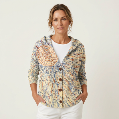 Naliane Cardigan con estampado abstracto y botones frontales – look moderno y versátil