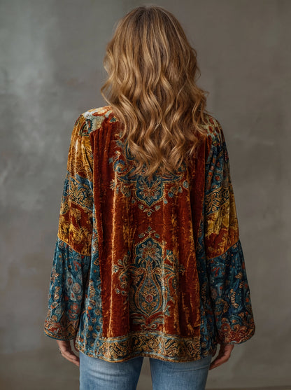 Chaqueta kimono mujer boho bordada – cardigan fluido estilo vintage