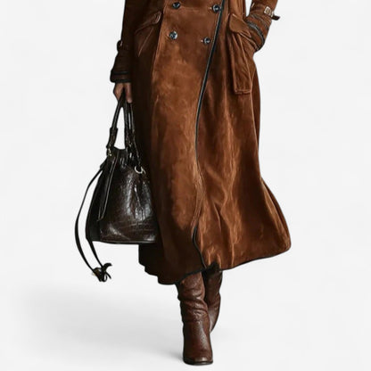 Abrigo largo mujer estilo trench efecto ante – abrigo elegante mujer