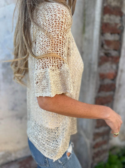 Blusa Mujer Tejida Con Escote En V – Estilo Verano Elegante y Ligero