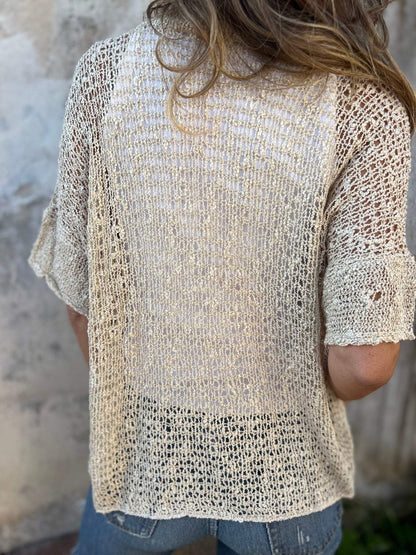 Blusa Mujer Tejida Con Escote En V – Estilo Verano Elegante y Ligero