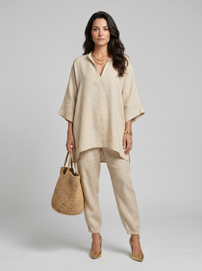 Marina | Conjunto Casual de Dos Piezas con Escote en V