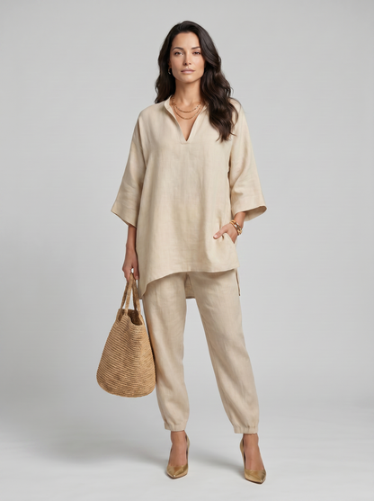 Marina | Conjunto Casual de Dos Piezas con Escote en V
