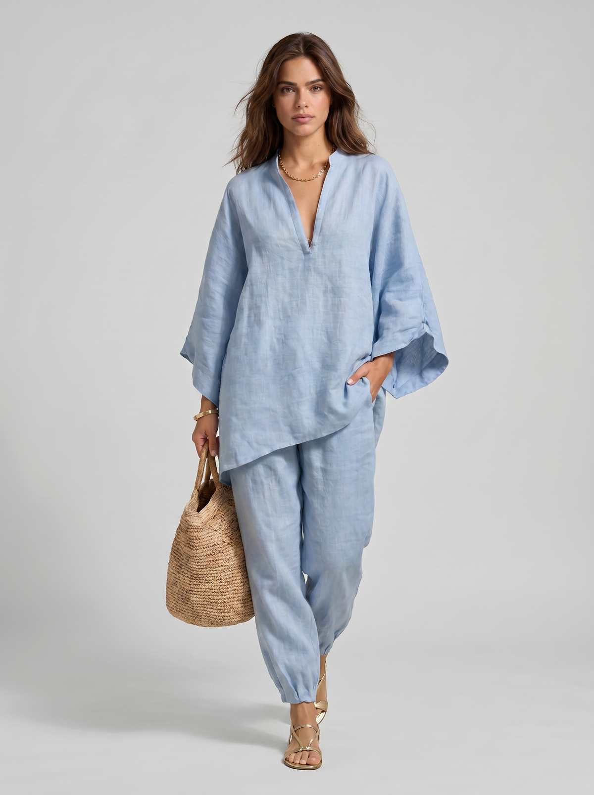 Marina | Conjunto Casual de Dos Piezas con Escote en V