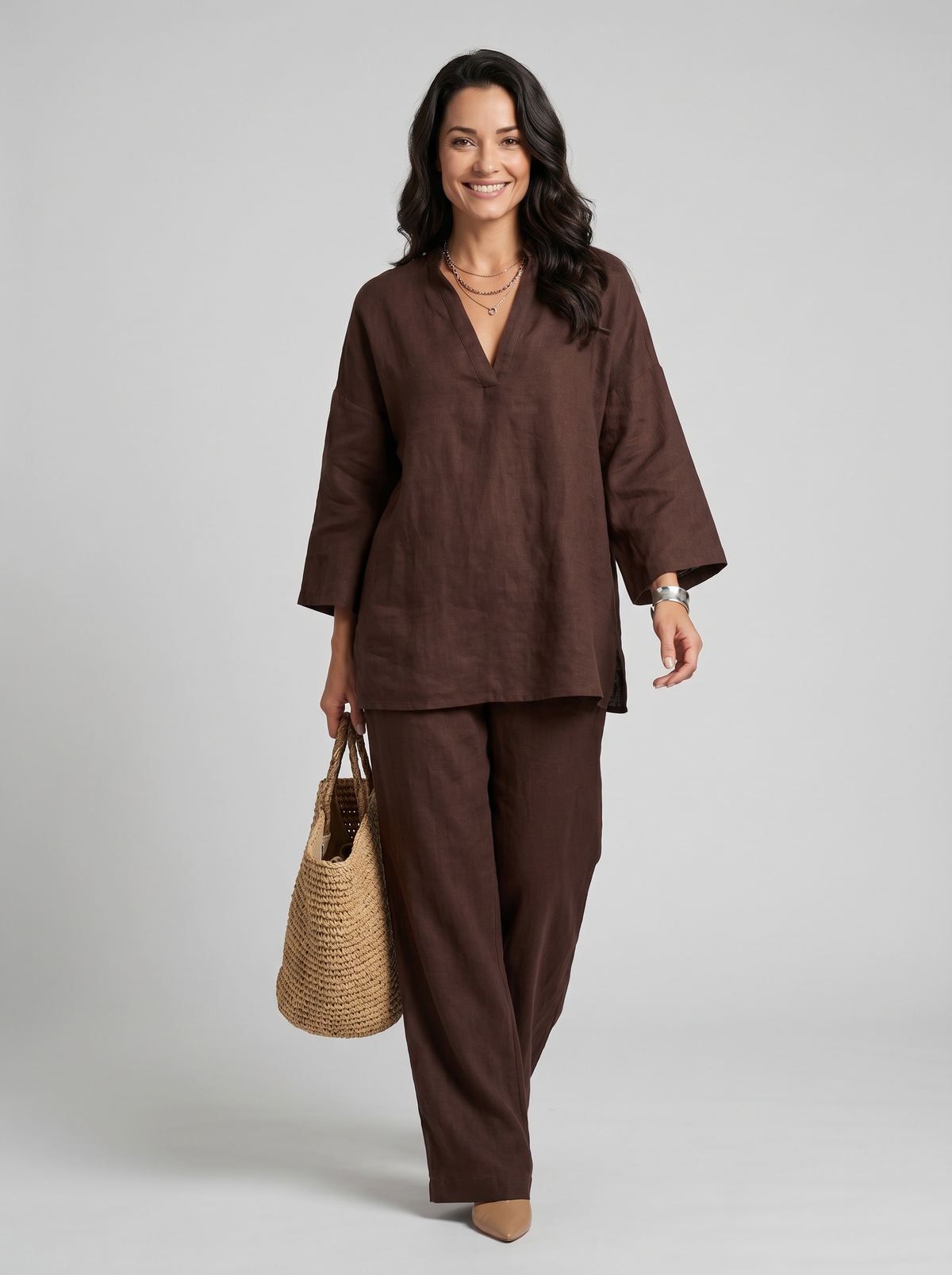 Marina | Conjunto Casual de Dos Piezas con Escote en V