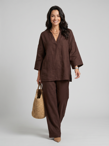 Marina | Conjunto Casual de Dos Piezas con Escote en V