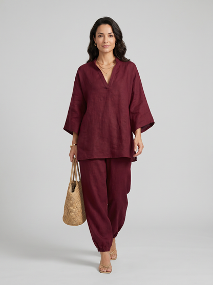 Marina | Conjunto Casual de Dos Piezas con Escote en V