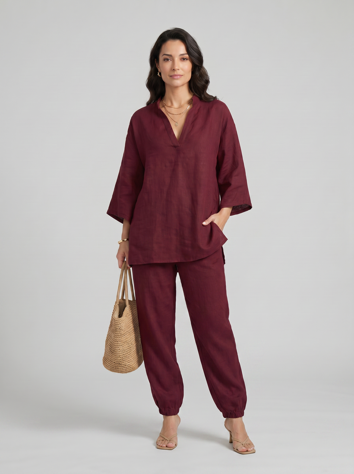 Marina | Conjunto Casual de Dos Piezas con Escote en V