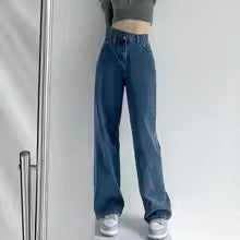 Jeans de Denim Talle Alto Pierna Recta