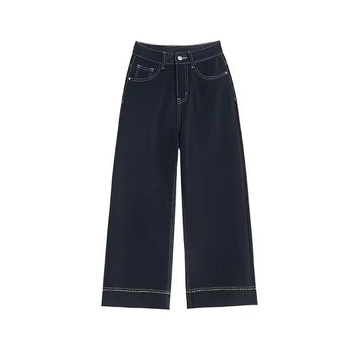 Jeans de Pierna Ancha con Costura Contraste